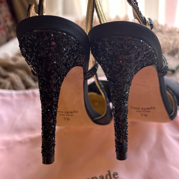 Kate Spade Glitter Black Bow Heels 7 - Picture 10 of 10